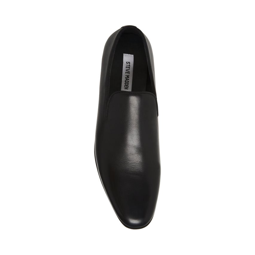 Black Steve Madden Parigi Leather Men's Loafers | HFALU0128