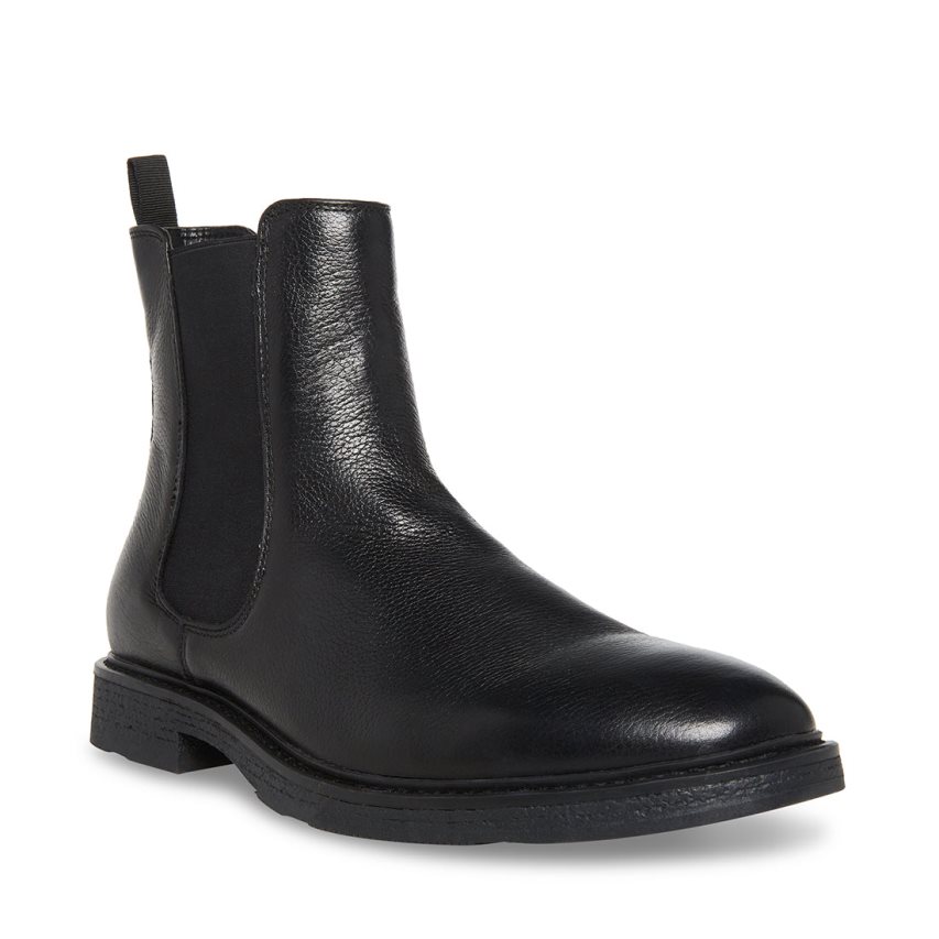 Black Steve Madden Pedro Leather Men's Chelsea Boots | RNOYV4751