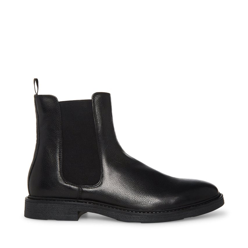 Black Steve Madden Pedro Leather Men\'s Chelsea Boots | RNOYV4751