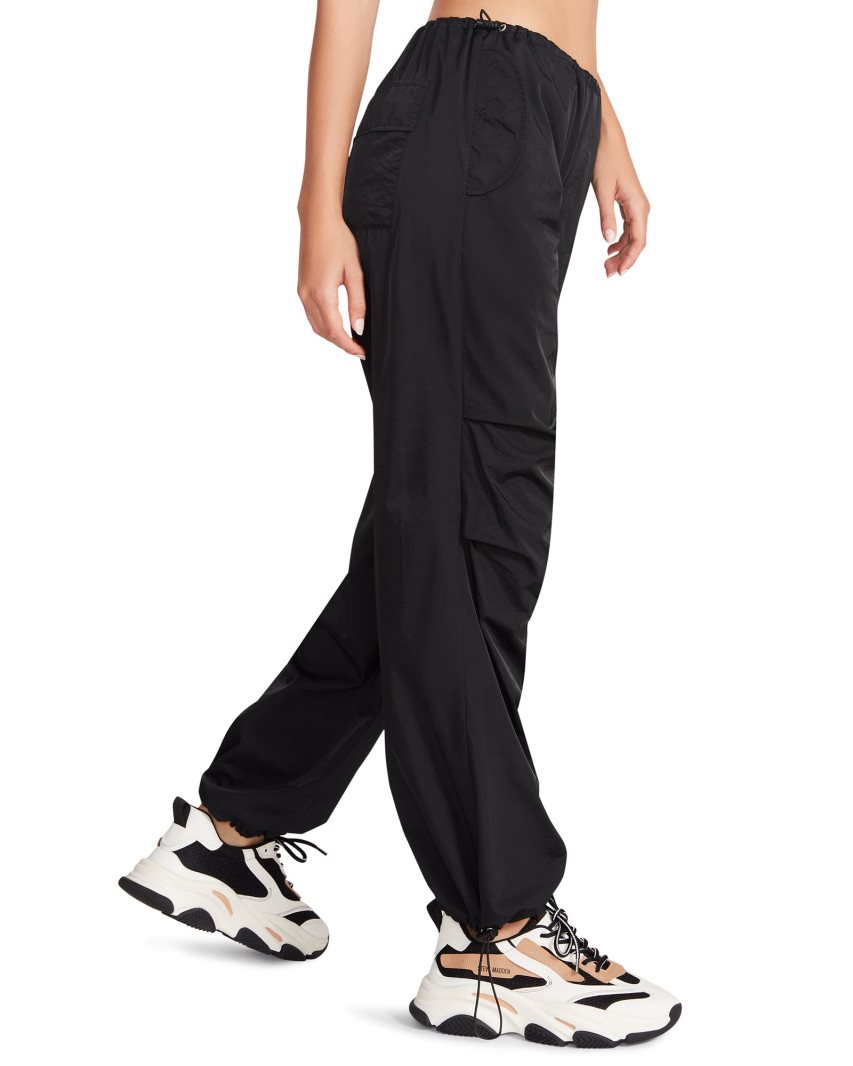 Black Steve Madden Pia Parachute Women's Pants | 12JFXR2843