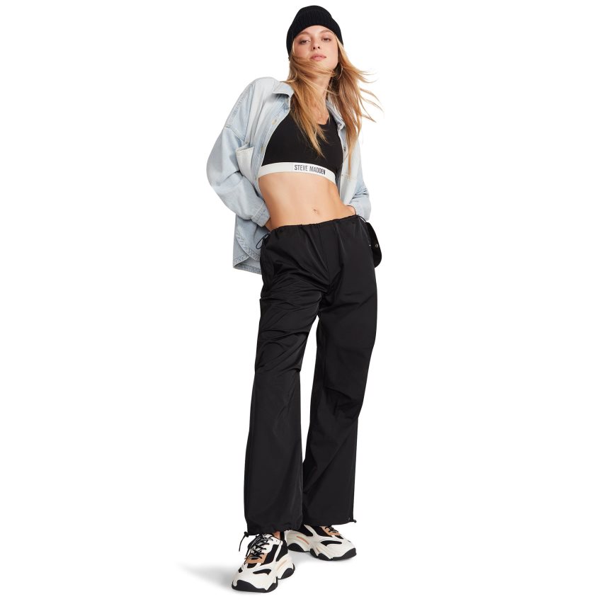 Black Steve Madden Pia Parachute Women\'s Pants | 12JFXR2843