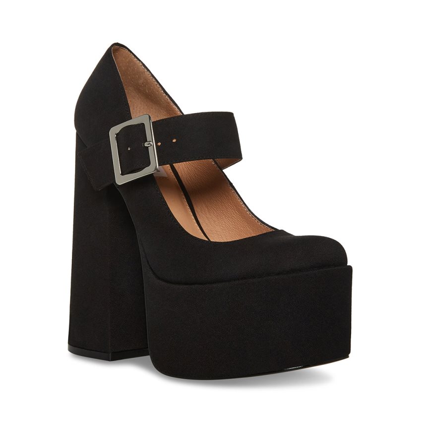 Black Steve Madden Plaza Women's Heels | MJGZN5832