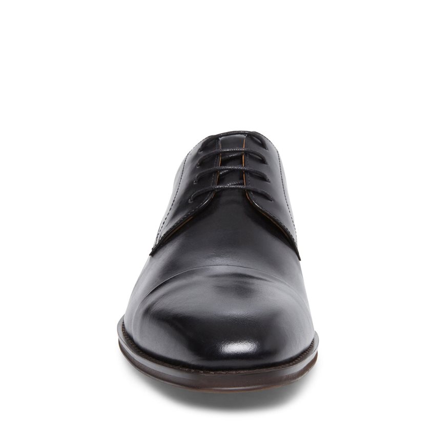 Black Steve Madden Plot Leather Men's Derby Shoes | XDAMP0647