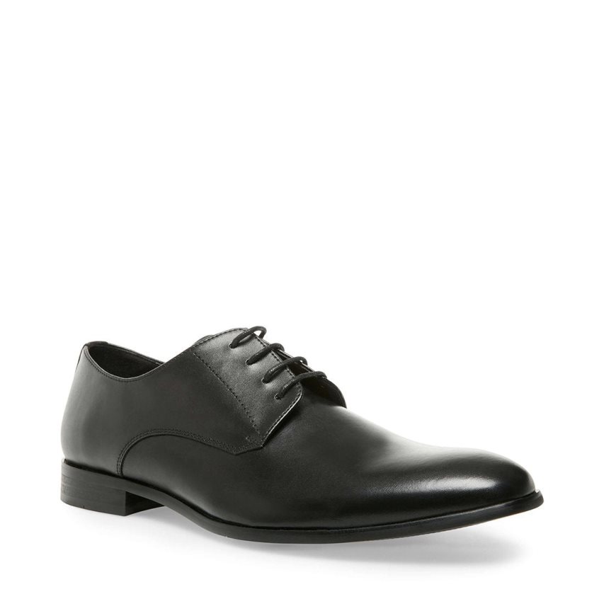 Black Steve Madden Prey Leather Men's Derby Shoes | 12XZUI3841