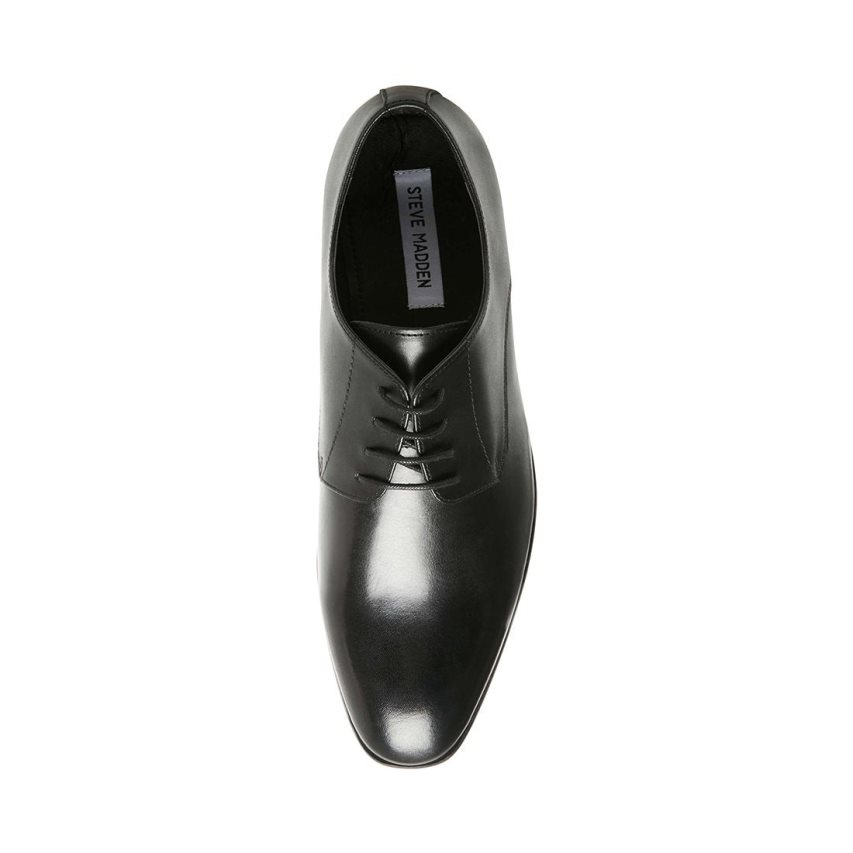 Black Steve Madden Prey Leather Men's Derby Shoes | 12XZUI3841