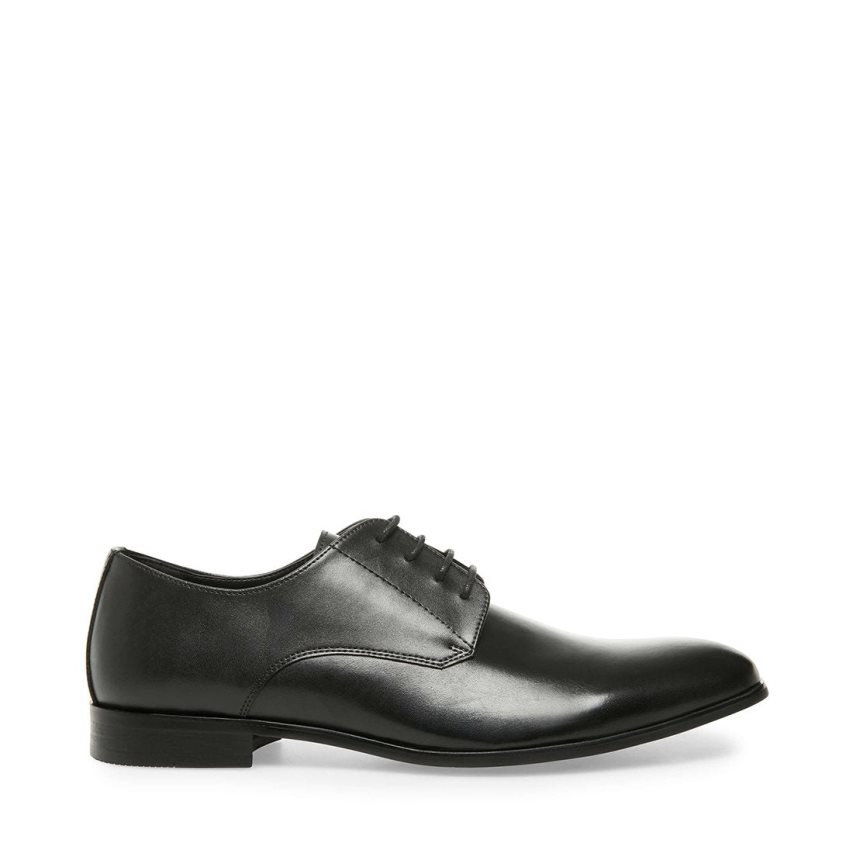 Black Steve Madden Prey Leather Men\'s Derby Shoes | 12XZUI3841