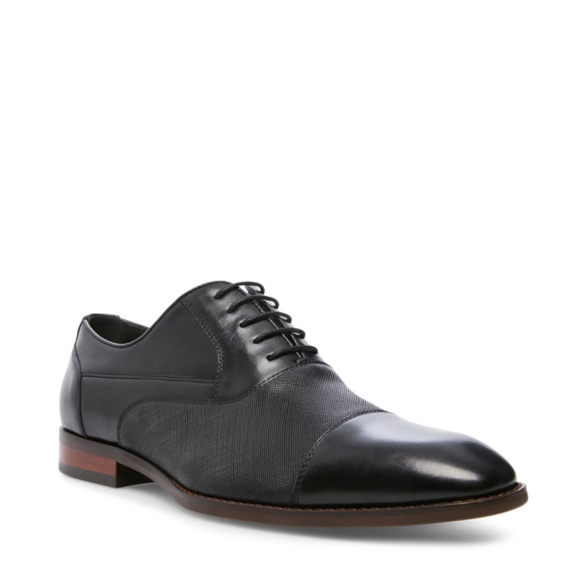 Black Steve Madden Proctor Leather Men's Derby Shoes | WHMGC6934