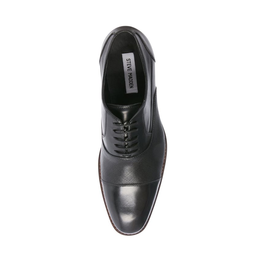 Black Steve Madden Proctor Leather Men's Derby Shoes | WHMGC6934