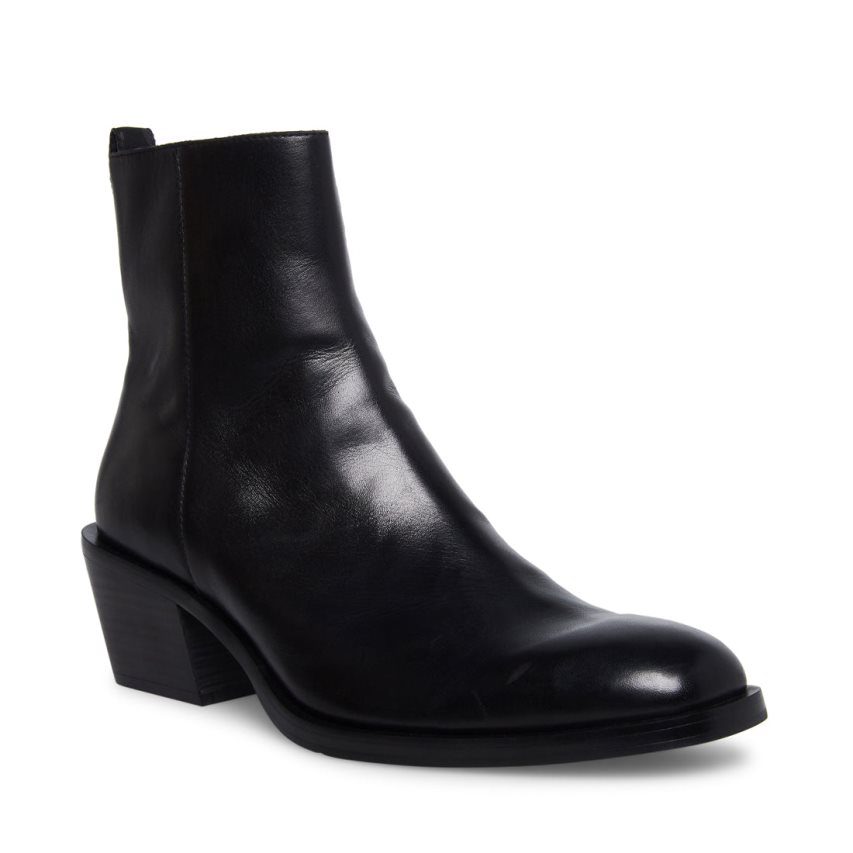 Black Steve Madden Richie Leather Men's Ankle Boots | VLZCJ3706