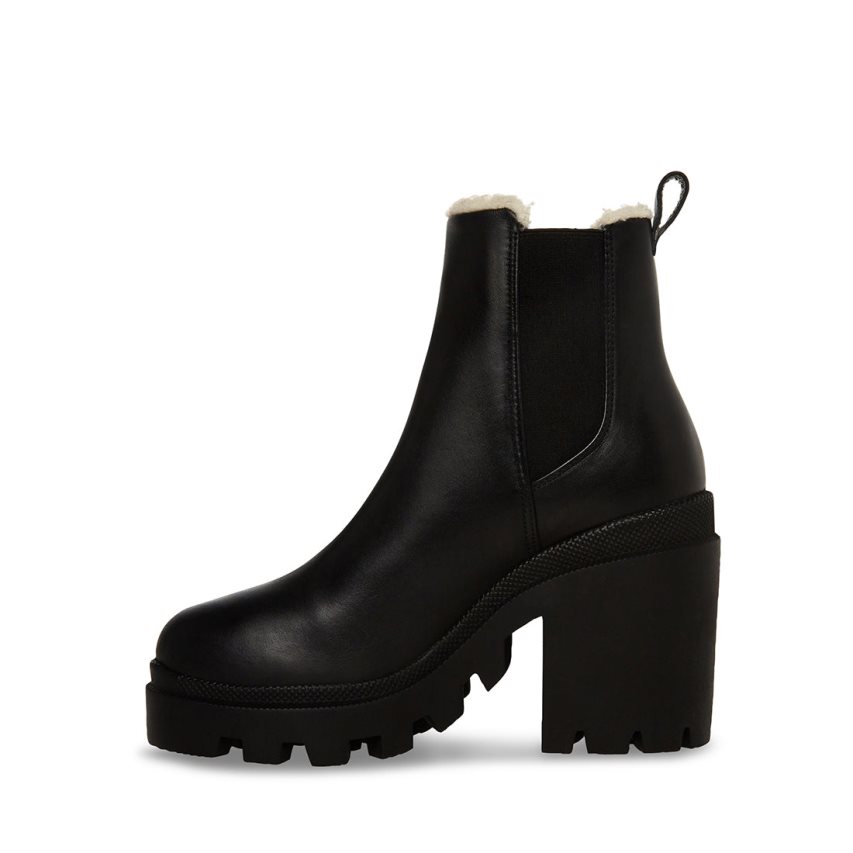 Black Steve Madden Roxie-f Leather Women's Ankle Boots | AI12GY0592