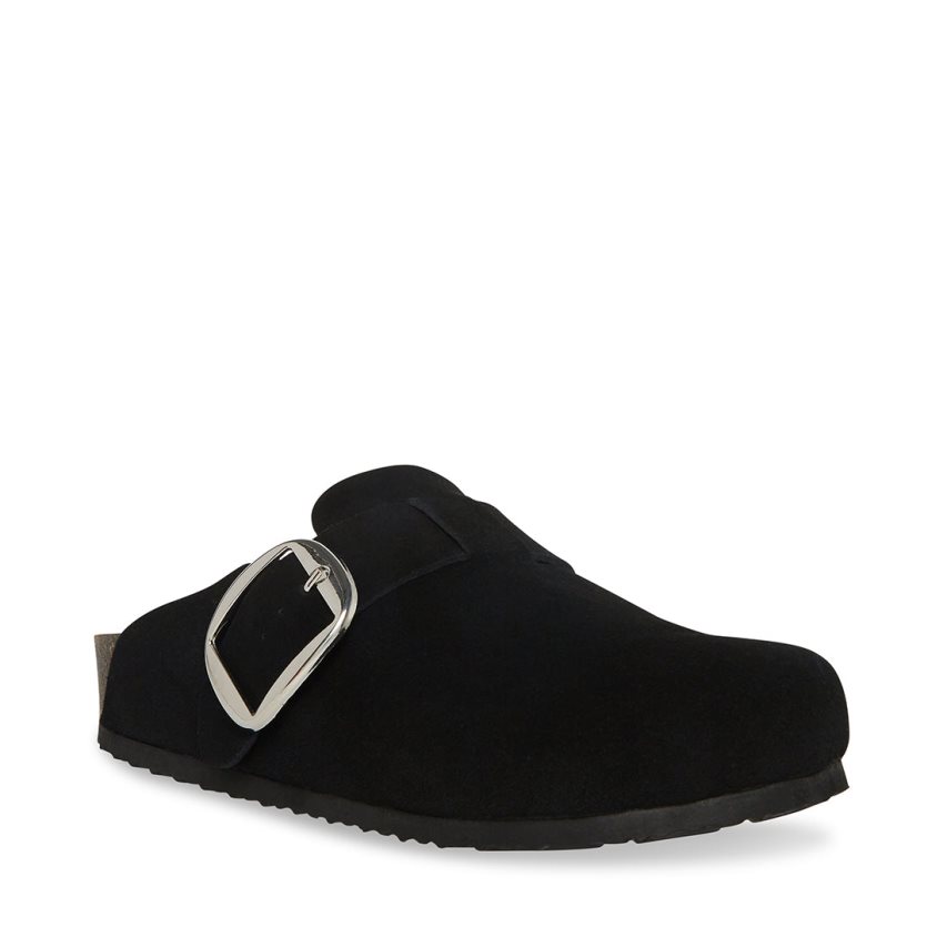 Black Steve Madden Social Suede Women's Loafers | MWGVR0967