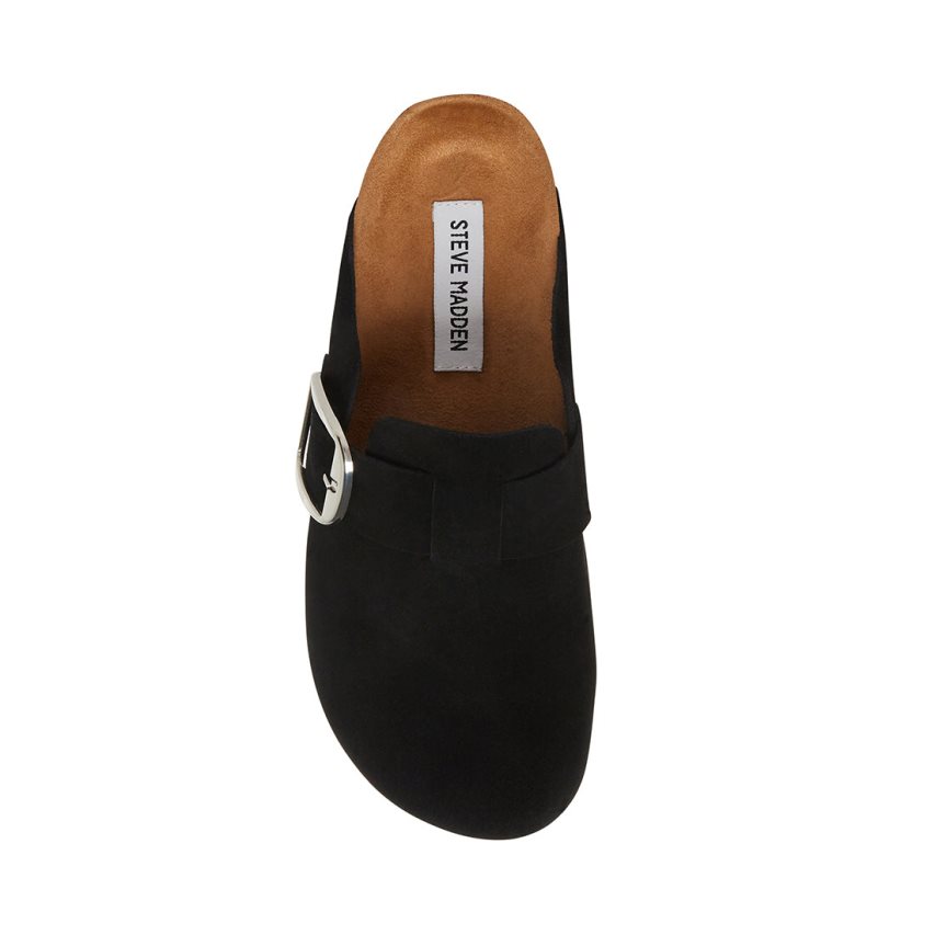 Black Steve Madden Social Suede Women's Loafers | MWGVR0967