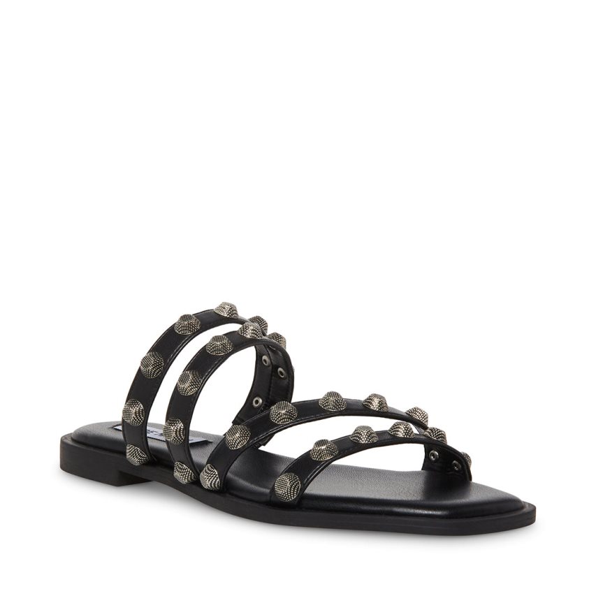 Black Steve Madden Sterling Women's Flat Sandals | KYEFS3281