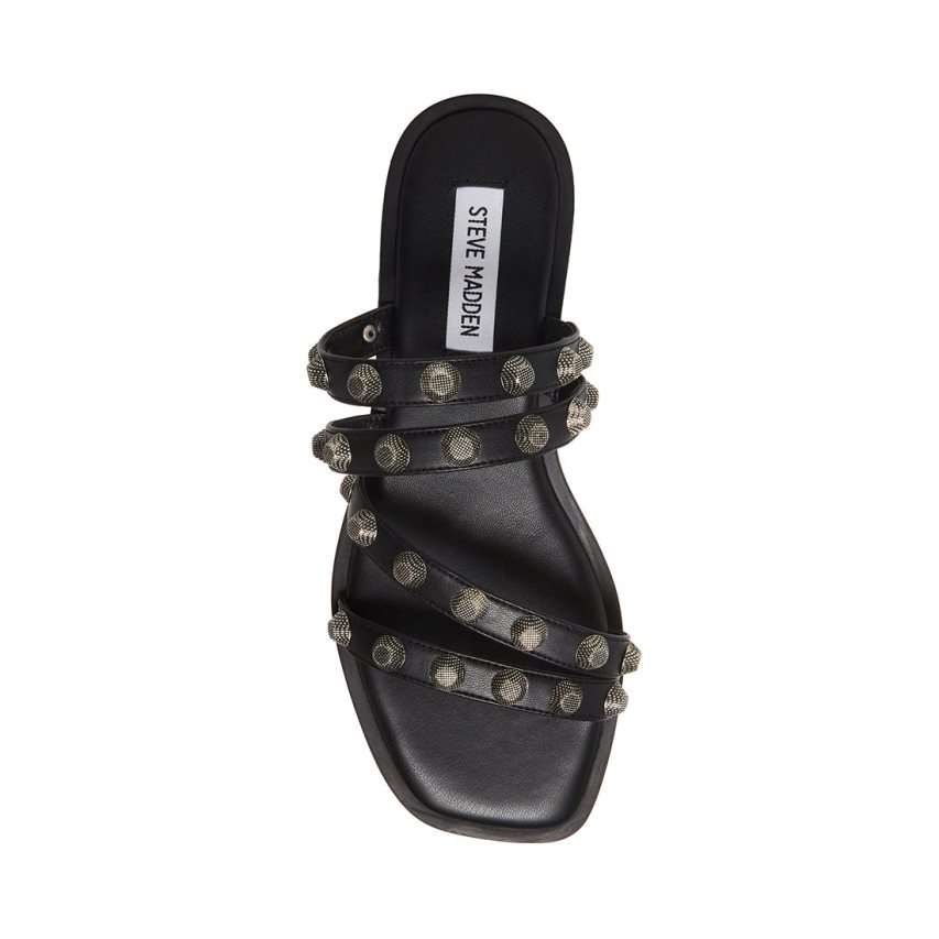 Black Steve Madden Sterling Women's Flat Sandals | KYEFS3281