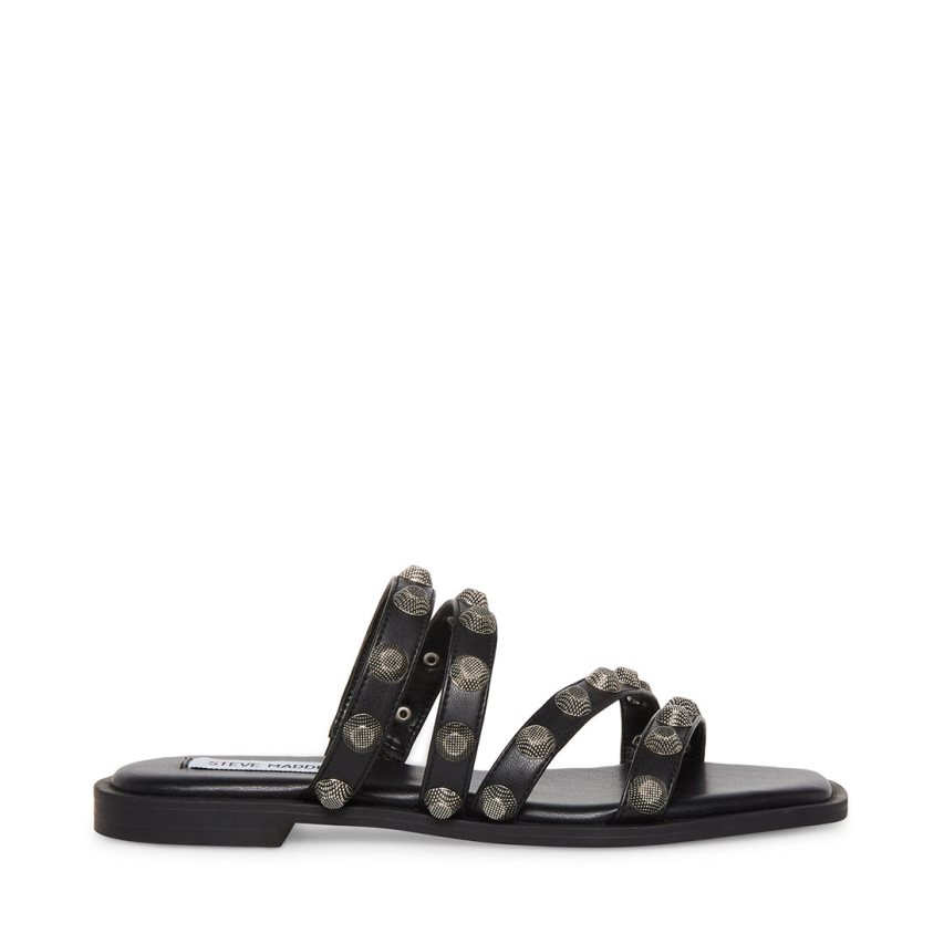 Black Steve Madden Sterling Women\'s Flat Sandals | KYEFS3281