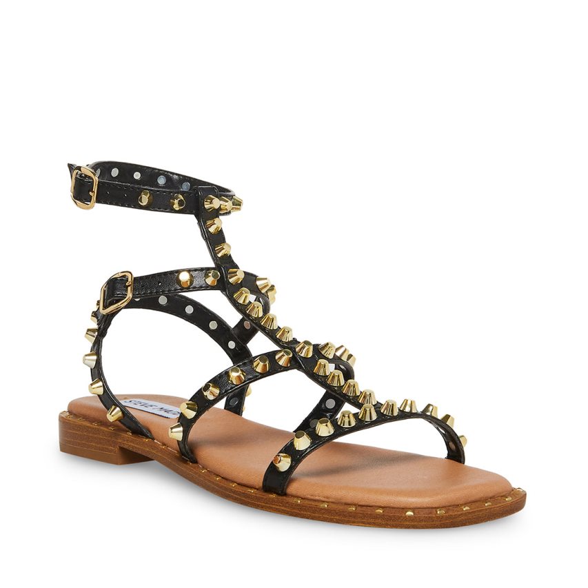 Black Steve Madden Sunnie Women's Flat Sandals | WKOMA8614