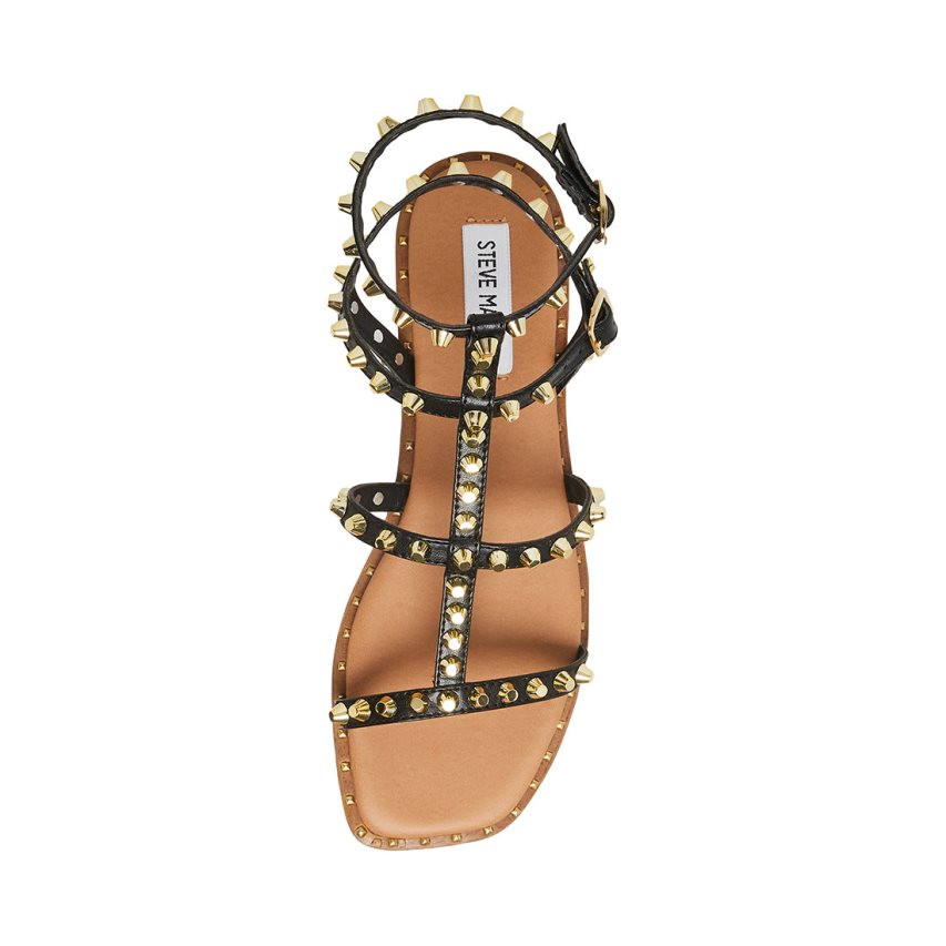 Black Steve Madden Sunnie Women's Flat Sandals | WKOMA8614