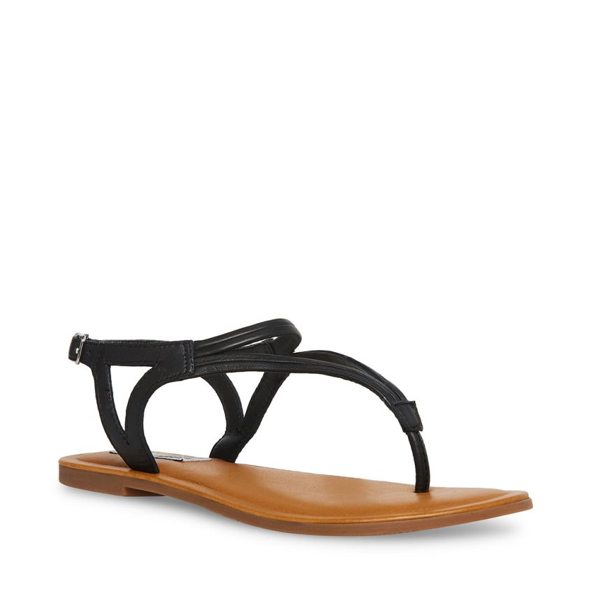 Black Steve Madden Sydney Women's Flat Sandals | UIWNK9381