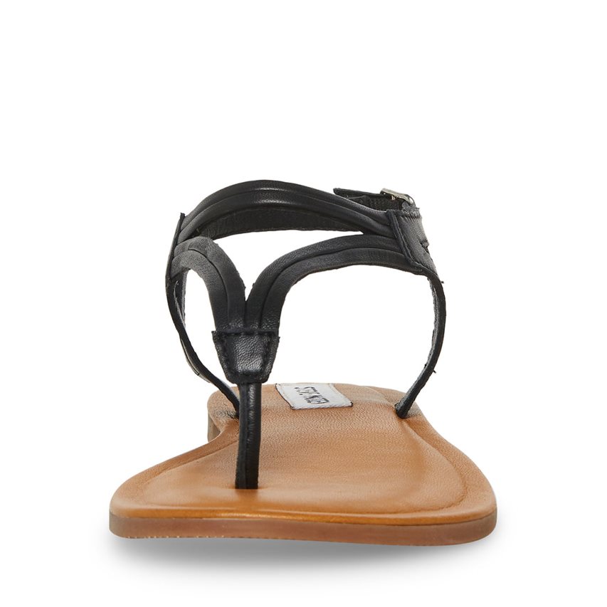 Black Steve Madden Sydney Women's Flat Sandals | UIWNK9381