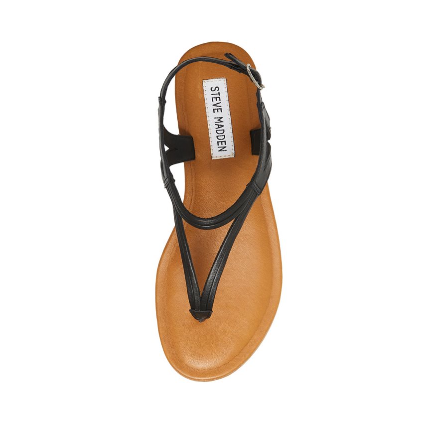 Black Steve Madden Sydney Women's Flat Sandals | UIWNK9381