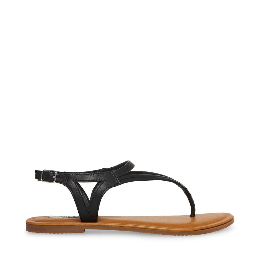 Black Steve Madden Sydney Women\'s Flat Sandals | UIWNK9381