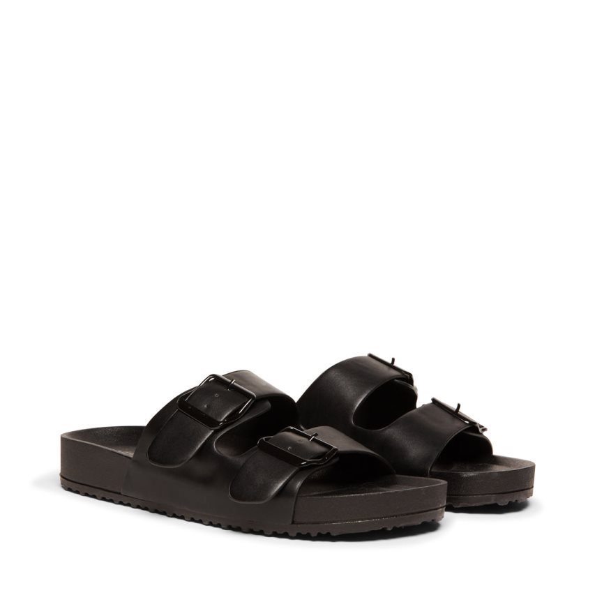 Black Steve Madden Teddy-t Women\'s Slides | BNCKT7631