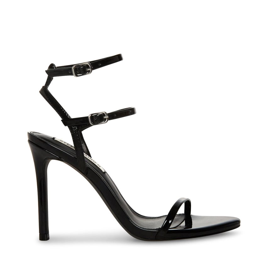 Black Steve Madden Theresa Patent Women\'s Heels Sandals | VODSJ5497