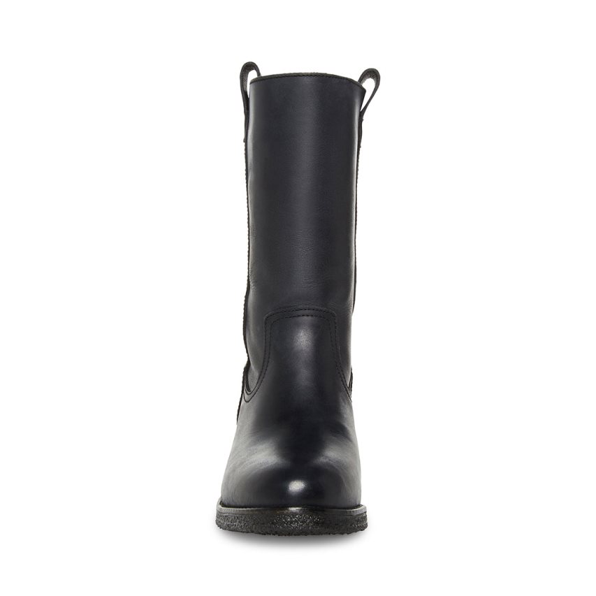 Black Steve Madden Winny Leather Women's High Boots | RUBAP3825