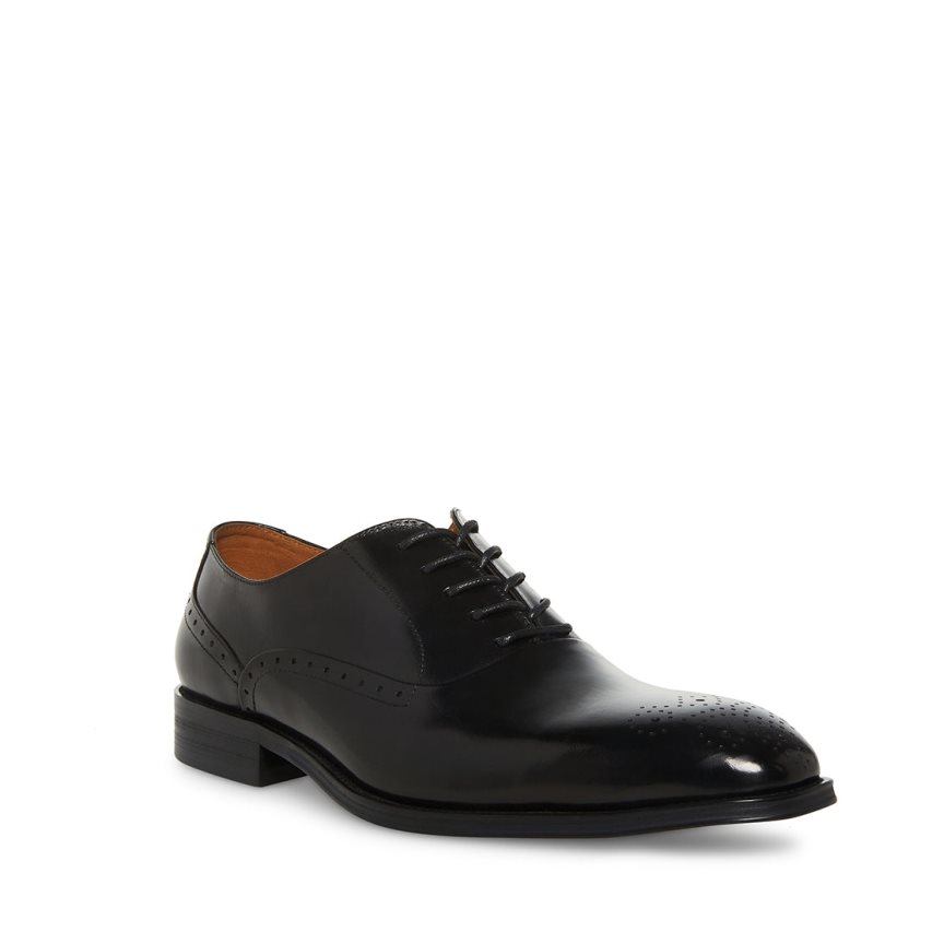 Black Steve Madden Zate Leather Men's Derby Shoes | CKIGD2379