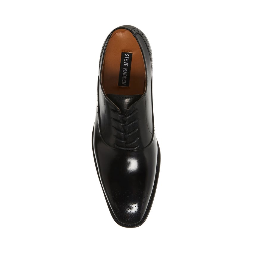 Black Steve Madden Zate Leather Men's Derby Shoes | CKIGD2379