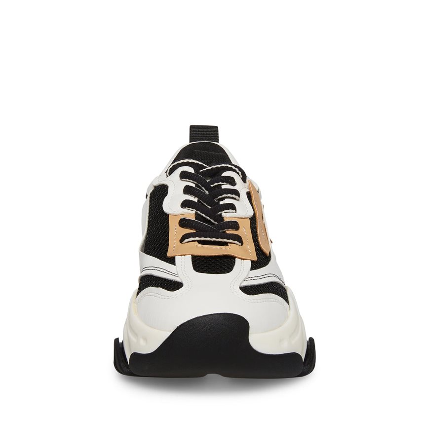 Black / White / Beige Steve Madden Possession Women's Sneakers | UXZOR3856