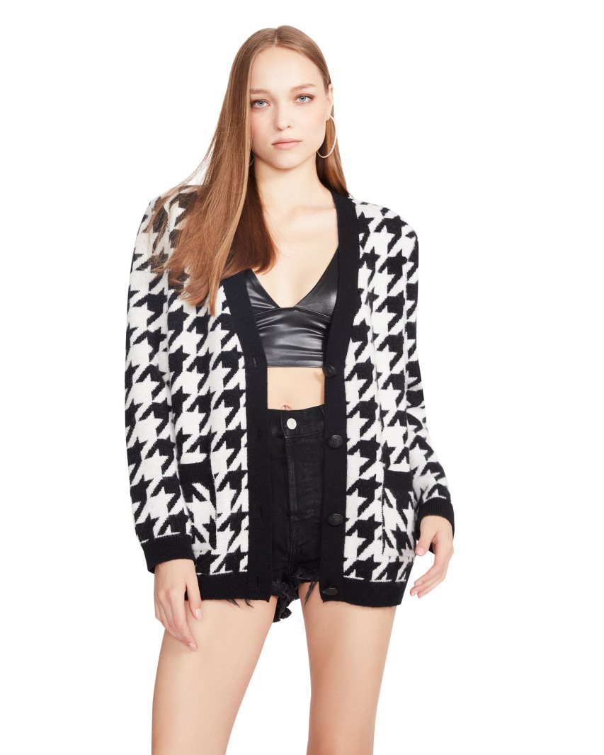 Black / White Steve Madden Marina Women's Cardigan | IURXJ1307