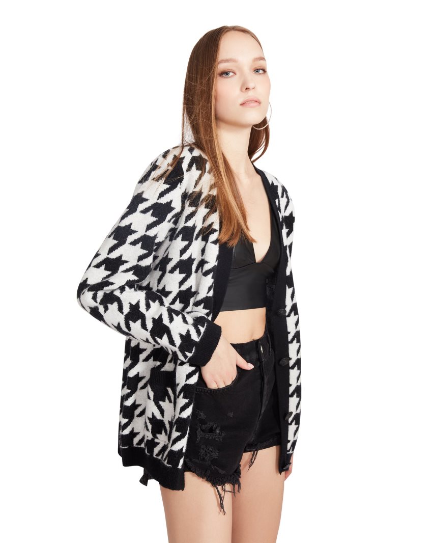 Black / White Steve Madden Marina Women's Cardigan | IURXJ1307