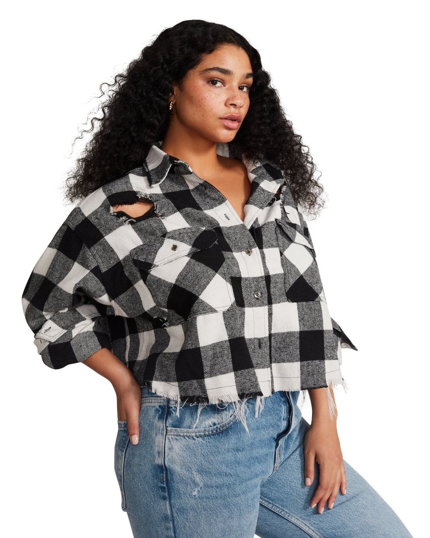 Black / White Steve Madden Sammi Women's Shirts | SIFPN2587