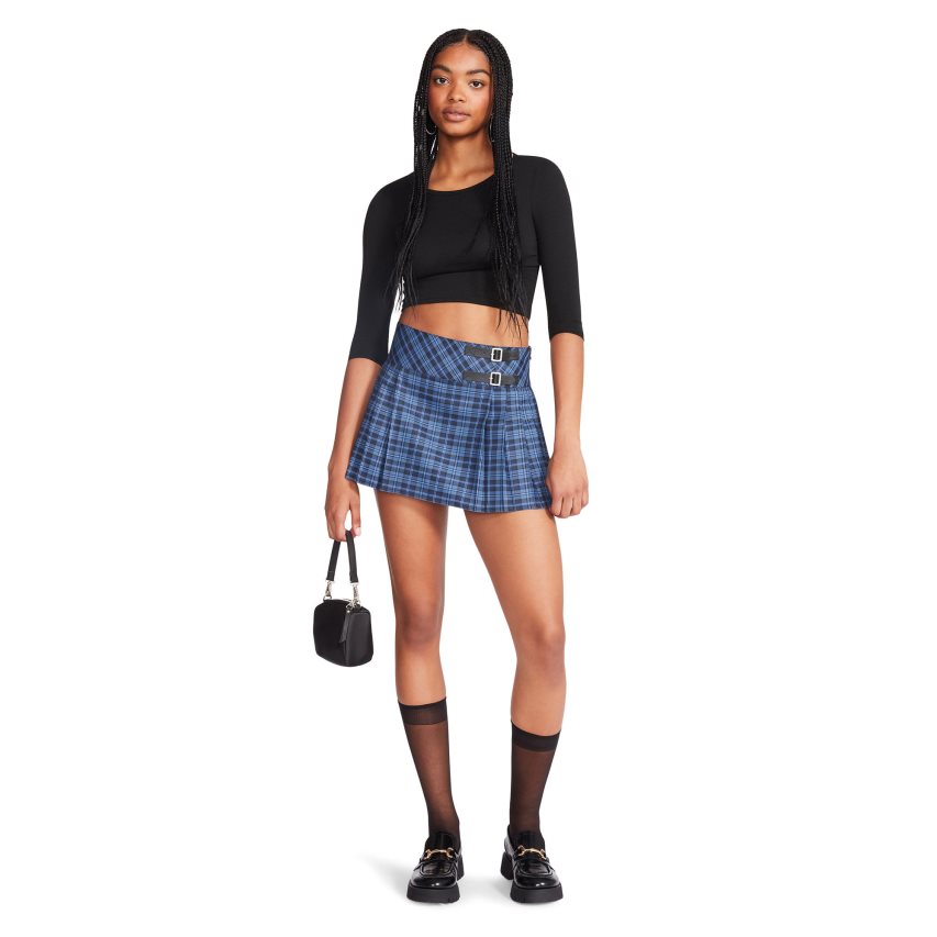 Blue Steve Madden Cher Plaid Women\'s Skirts | DCSPF9586