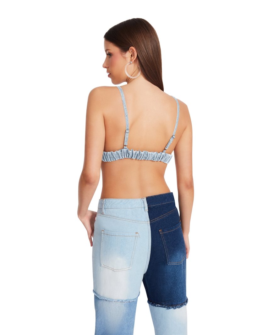 Blue Steve Madden Kendra Denim Fabric Women's Bras | KCVDB1486