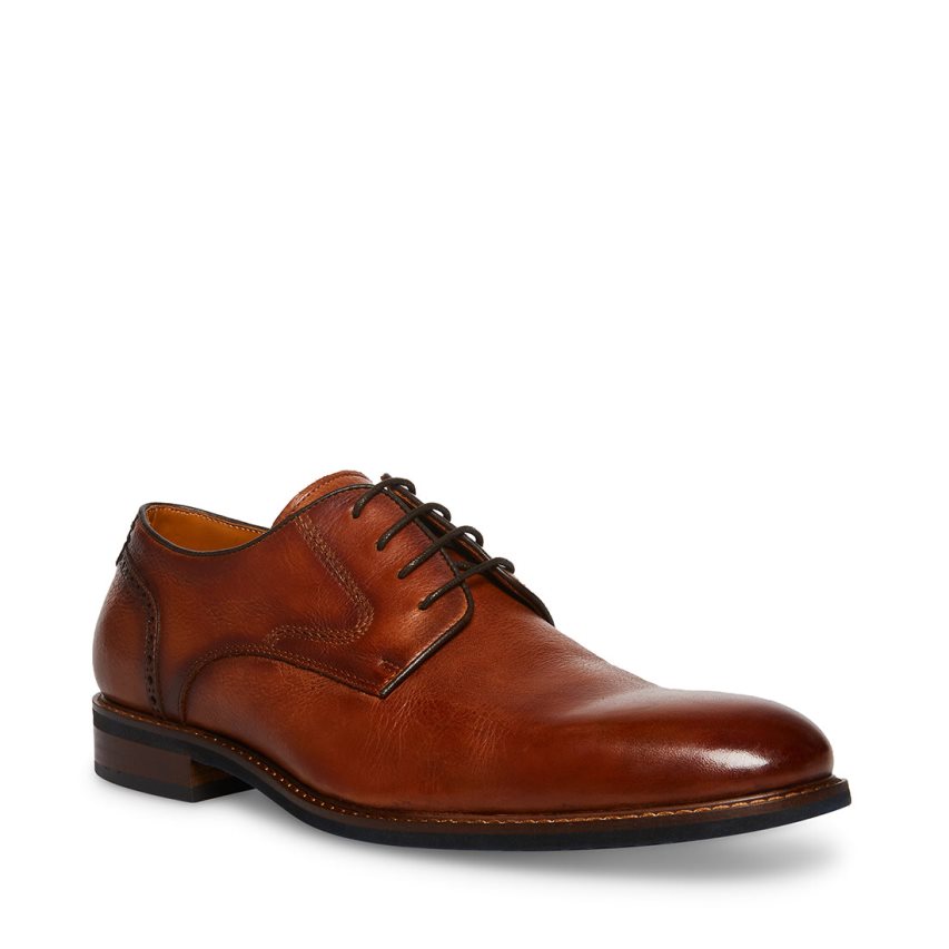 Brown Steve Madden Bannon Leather Men's Derby Shoes | KAHMC1934