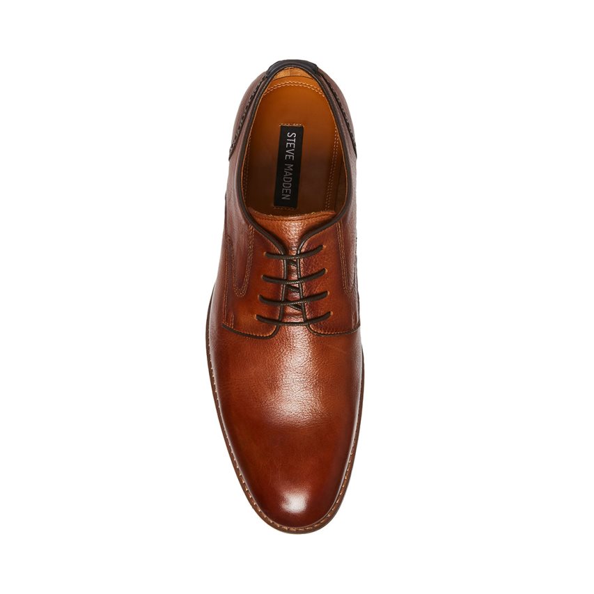 Brown Steve Madden Bannon Leather Men's Derby Shoes | KAHMC1934