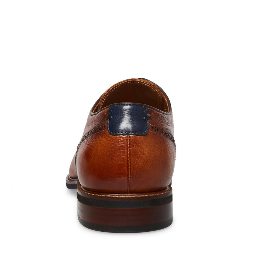 Brown Steve Madden Bannon Leather Men's Derby Shoes | KAHMC1934