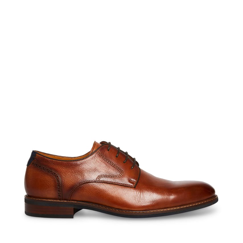 Brown Steve Madden Bannon Leather Men\'s Derby Shoes | KAHMC1934