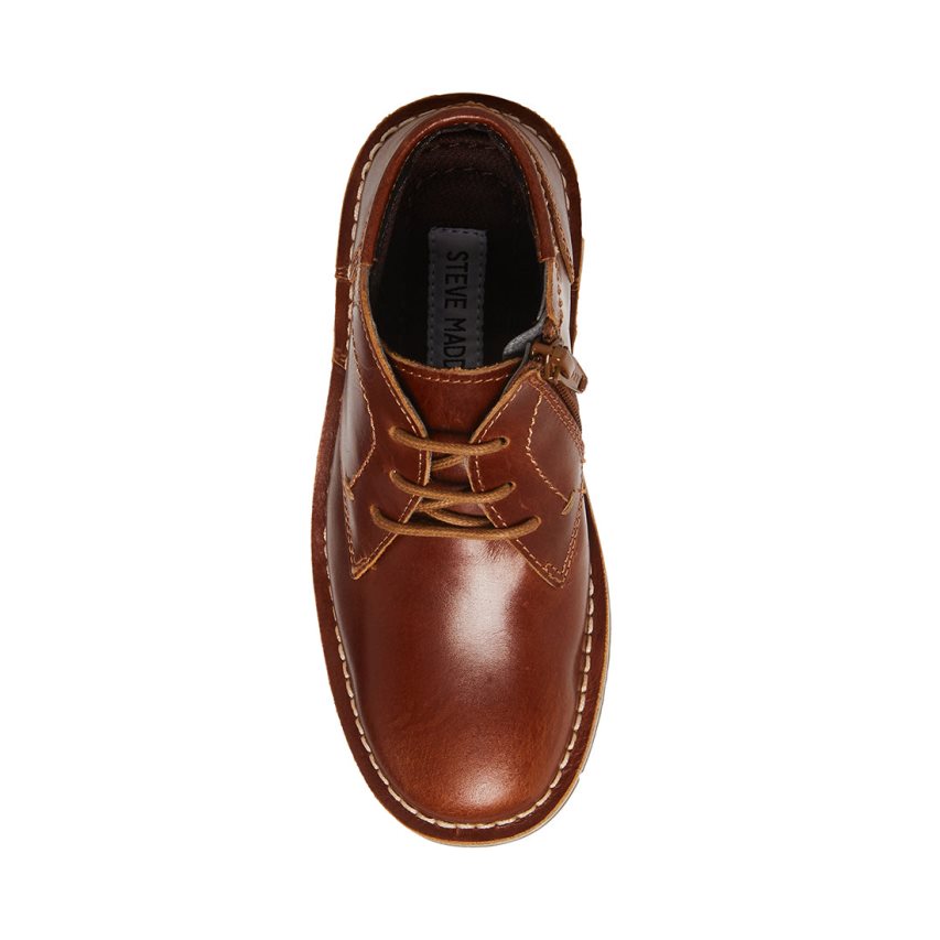 Brown Steve Madden Bharkeen Leather Kids' Chukka Boots | GHXMA3274