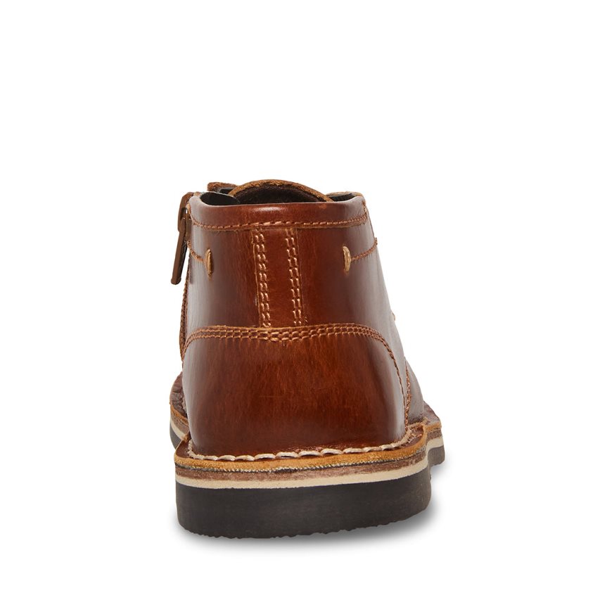 Brown Steve Madden Bharkeen Leather Kids' Chukka Boots | GHXMA3274