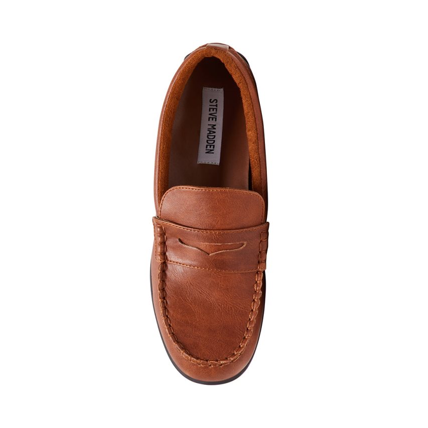 Brown Steve Madden Bjared Natural Kids' Loafers | 12HCUI9284