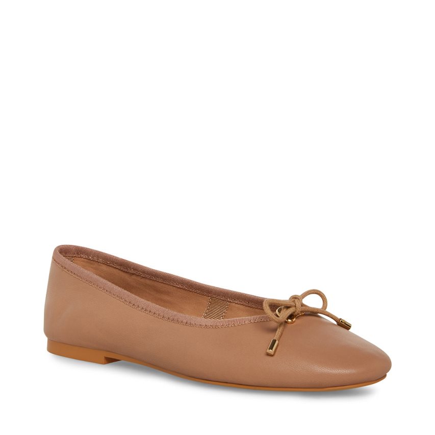 Brown Steve Madden Blossoms Leather Women's Ballet Flats | TYSCX5792