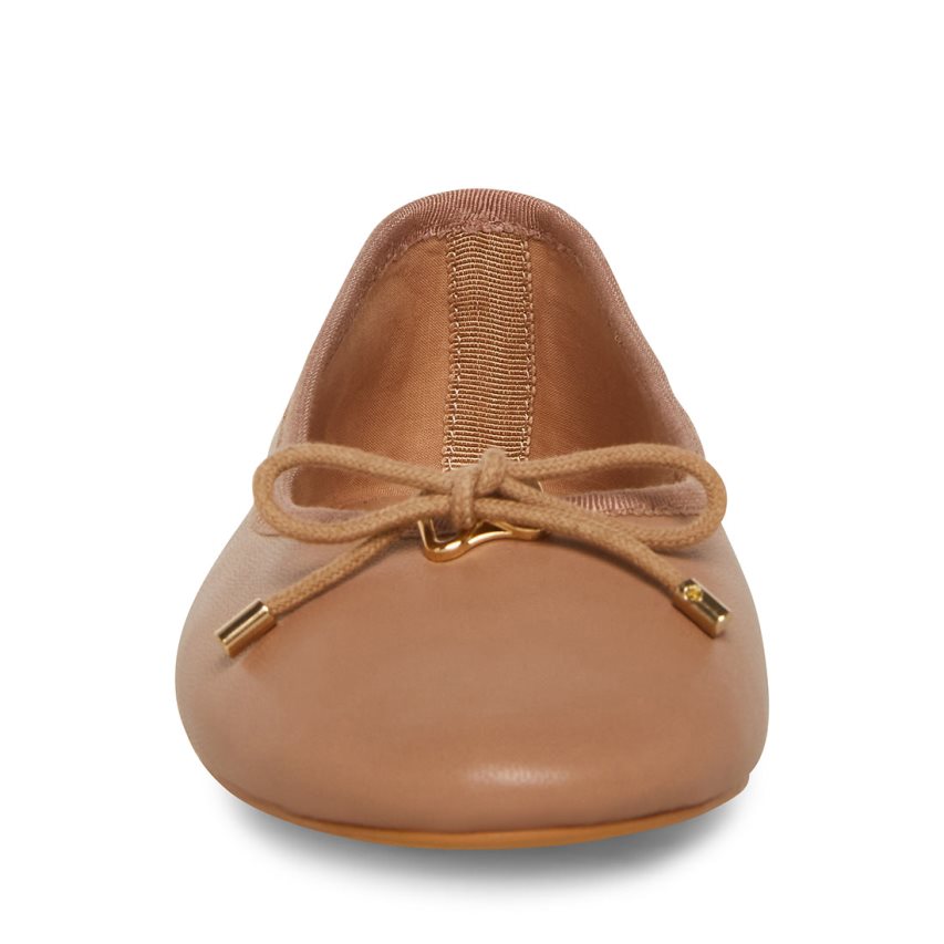 Brown Steve Madden Blossoms Leather Women's Ballet Flats | TYSCX5792