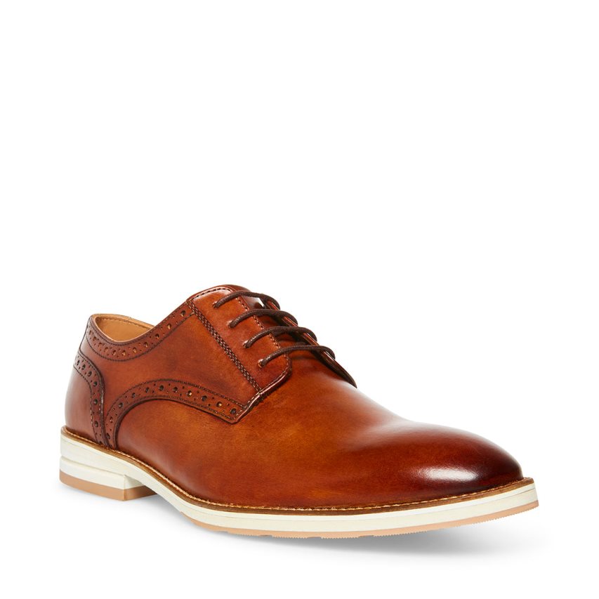 Brown Steve Madden Derbyy Leather Men's Derby Shoes | FRXHZ6547