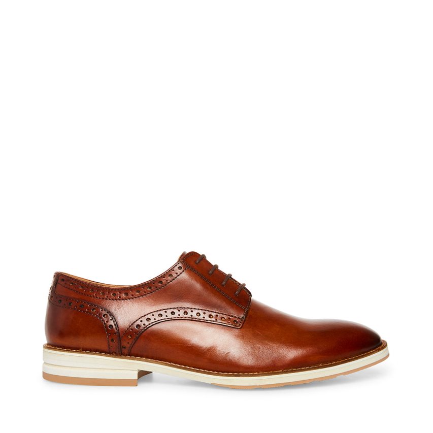 Brown Steve Madden Derbyy Leather Men\'s Derby Shoes | FRXHZ6547