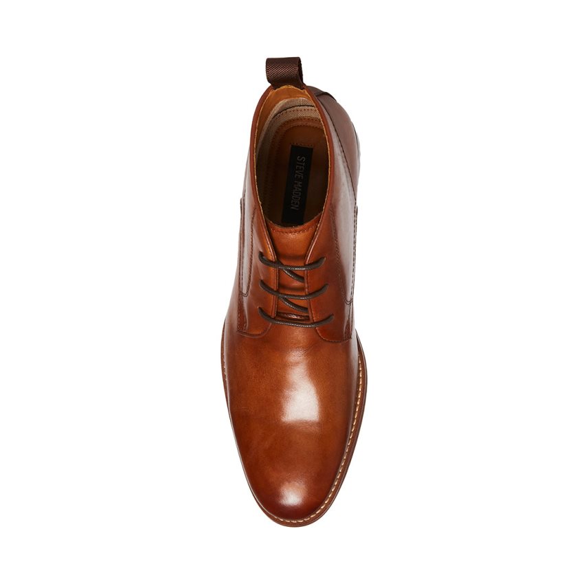 Brown Steve Madden Favien Leather Men's Derby Shoes | MTUFJ1349