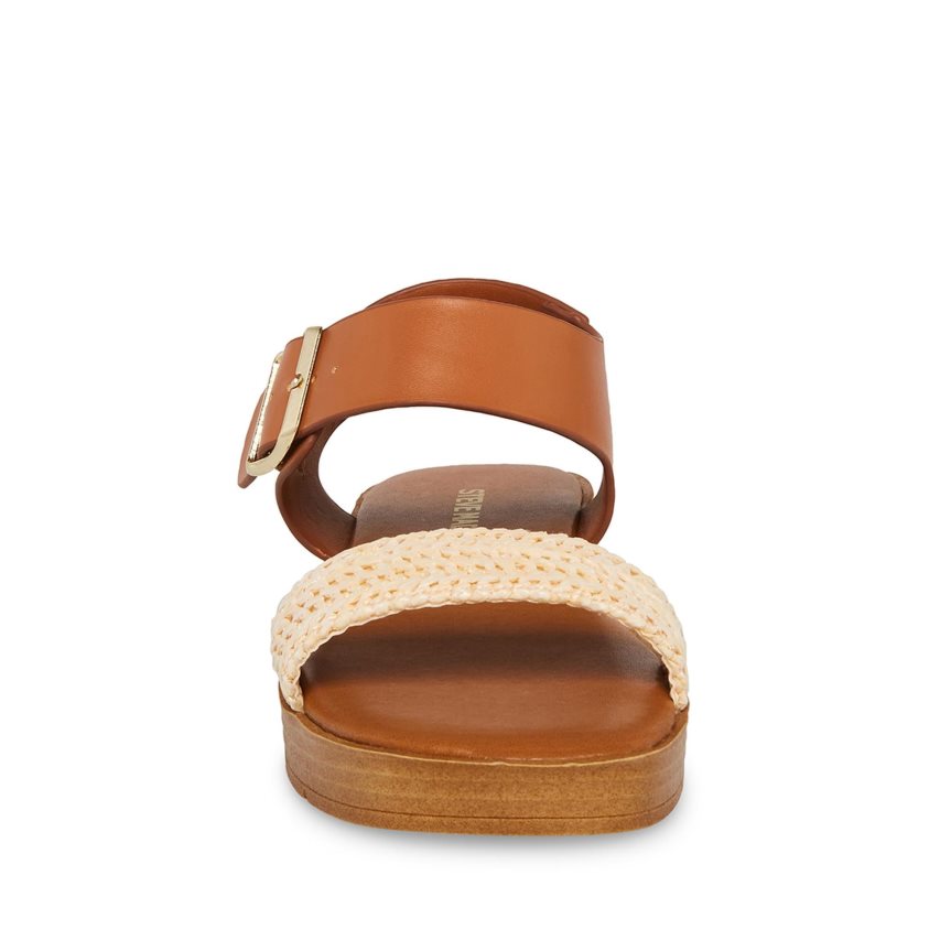 Brown Steve Madden Jdestind Raffia Kids' Platform Sandals | FTXYZ0925