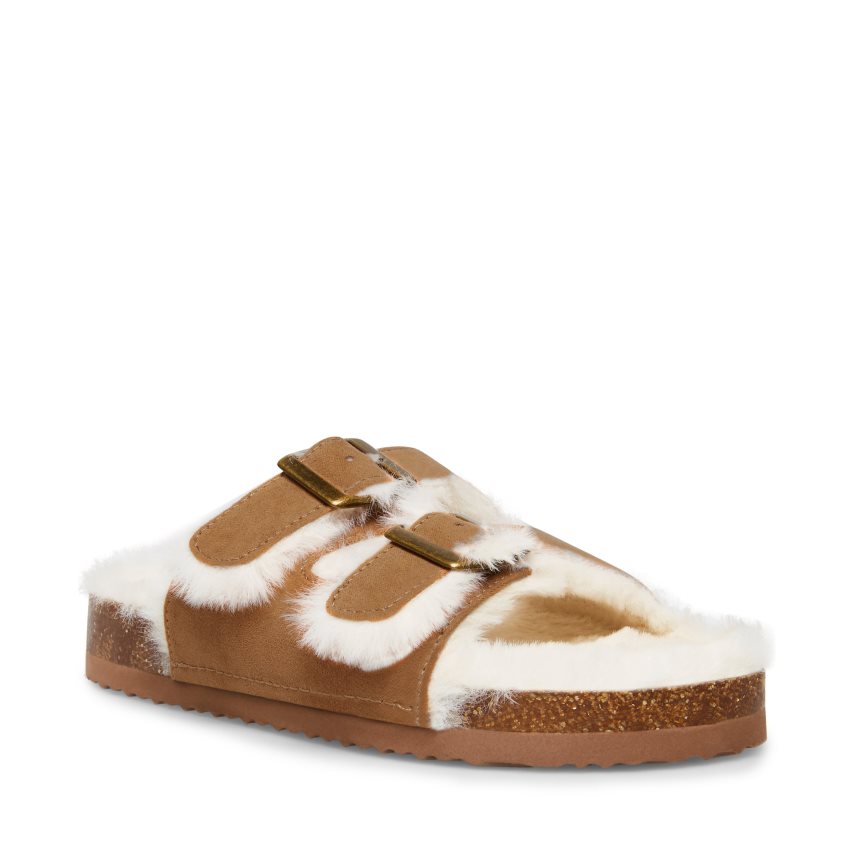 Brown Steve Madden Jleena Kids' Slides | KILAT0247